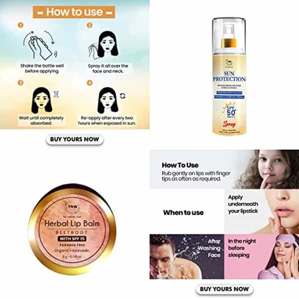 Tnw The Natural Wash Skin & Lip Care Combo With Sun Protection Spf 50 Spray For All Skin Types