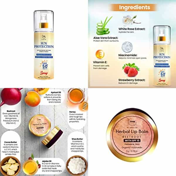 Tnw The Natural Wash Skin & Lip Care Combo With Sun Protection Spf 50 Spray For All Skin Types