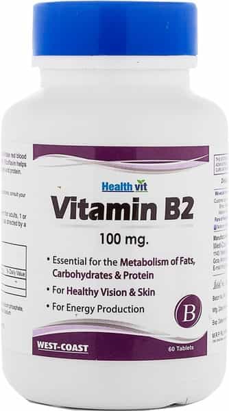 Healthvit Vitamin B2 Riboflavin 100Mg Multivitamin Tablets Bottle Of 60