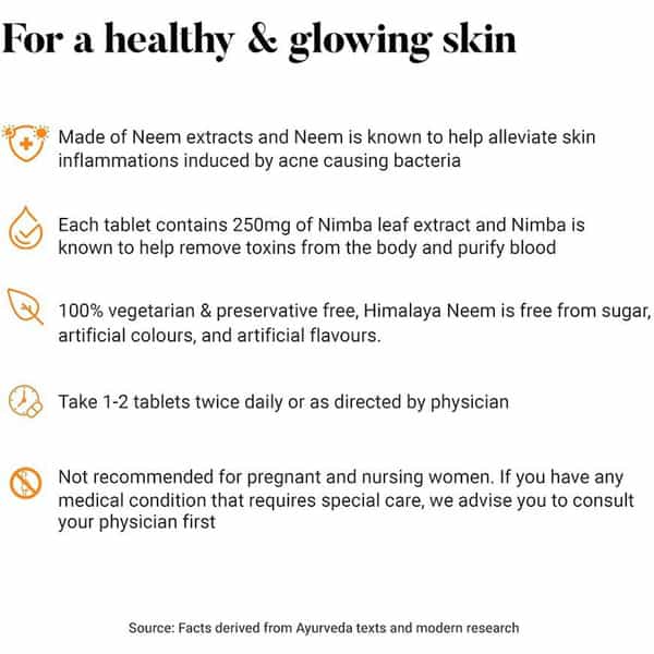 Himalaya Neem Skin Wellness | Controls Acne | Tablets | 60 No's | Pack Of 3