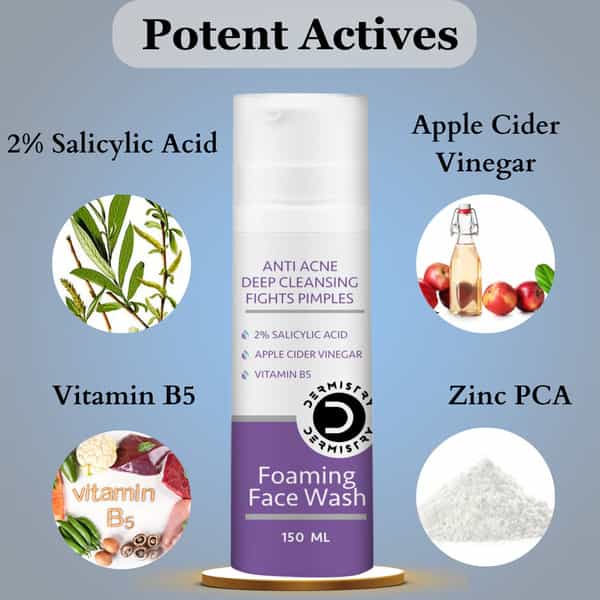 Dermistry 2% Salicylic Acid Niacinamide Acne Oil Control Foaming Face Wash Oily Pimples Prone Skin 