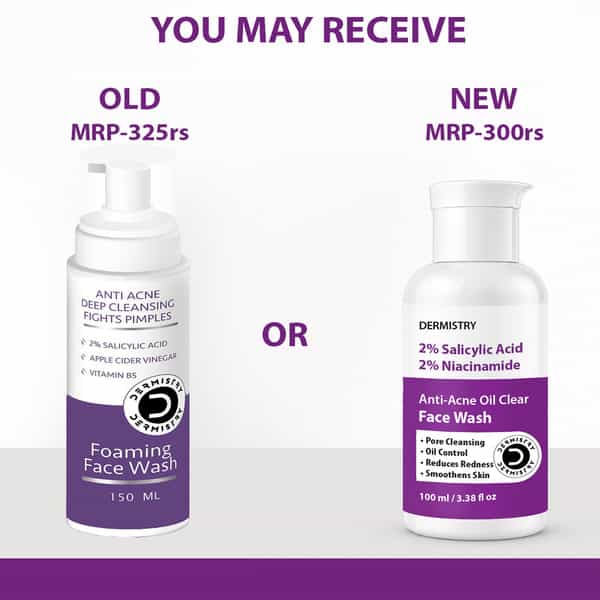 Dermistry 2% Salicylic Acid Niacinamide Acne Oil Control Foaming Face Wash Oily Pimples Prone Skin 