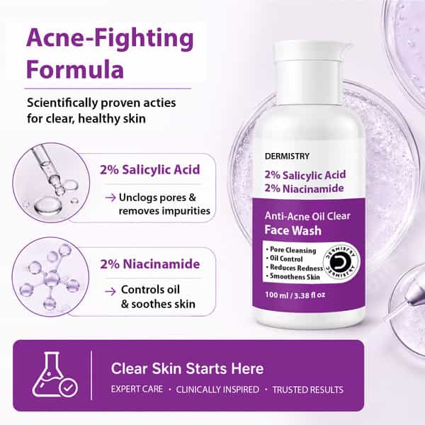 Dermistry 2% Salicylic Acid Niacinamide Acne Oil Control Foaming Face Wash Oily Pimples Prone Skin 