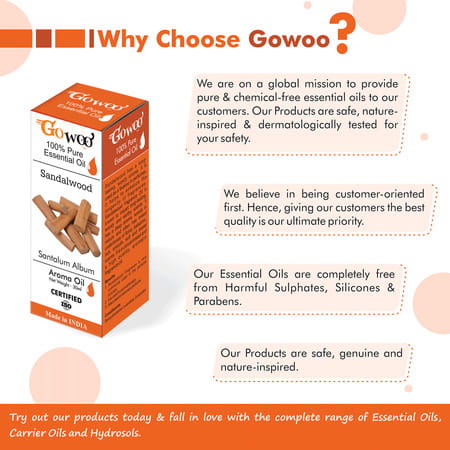Go Woo 100% Pure Sandalwood Oil For Skin & Face Best Therapeutic Grade For Aromatherapy 30 Ml