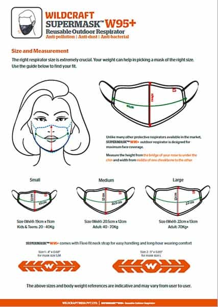 Wildcraft Supermask W95+ Reusable Outdoor Respirator Mask Anti-Dust Anti-Bacterial Anti-Pollution L
