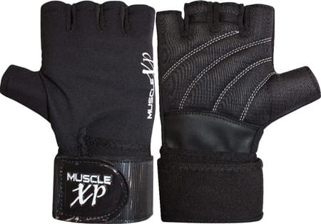 Musclexp Maestro-Wrap Fitness Workout Gym Gloves Breathable Moisture-Absorbing Unisex (Black)1 Pair