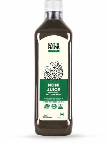 Everherb (By Pharmeasy) Noni Juice With Garcinia& Ashwagandha- Detoxify Your Lungs - 1L