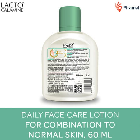 Lacto Calamine Face Lotion Kaolin Clay With Aloe Vera Normal Skin 60 Ml