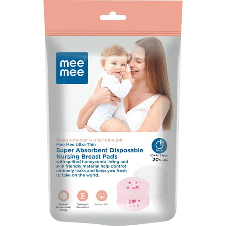 Mee Mee Ultra Thin Super Absorbent Disposable Nursing/Maternity | Breast Pads (24 Pads)White