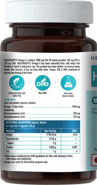 Hk Vitals Omega 3 (90 Fish Oil Capsules) | 1000Mg Omega 3 With 180Mg Epa & 120Mg Dha