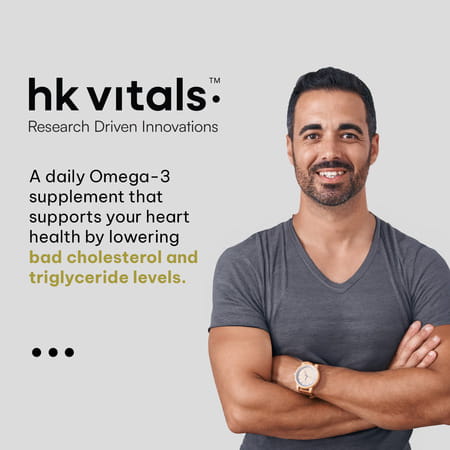 Hk Vitals Omega 3 (90 Fish Oil Capsules) | 1000mg Omega 3 With 180mg Epa & 120mg Dha