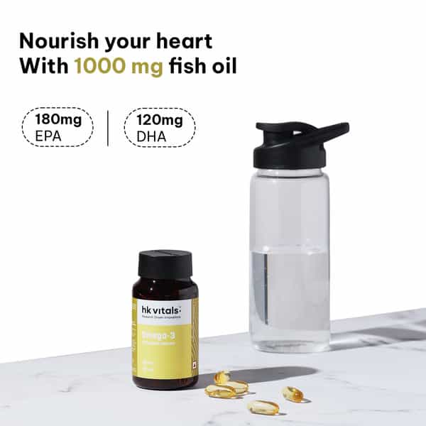 Hk Vitals Omega 3 (90 Fish Oil Capsules) | 1000Mg Omega 3 With 180Mg Epa & 120Mg Dha