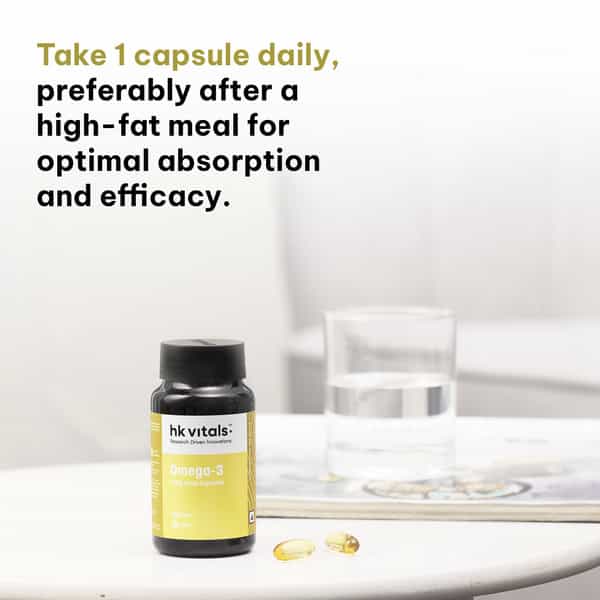 Hk Vitals Omega 3 (90 Fish Oil Capsules) | 1000Mg Omega 3 With 180Mg Epa & 120Mg Dha