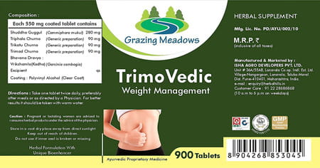 Grazing Meadows Trimovedic 900 Tablets | Natural Supplement For Weight Management (Pack Of 5)