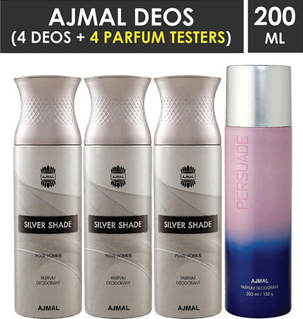 Ajmal 3 Silver Shade For Men And 1 Persuade For Men & Women Deodorants Each 200ml Combo Pack Of 4