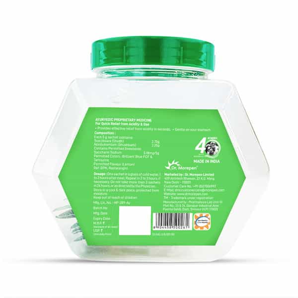 Dr. Morepen Acidity X Fizz Instant Relief Fruit Salt | Refreshing Lemon | Jar | 50 No's