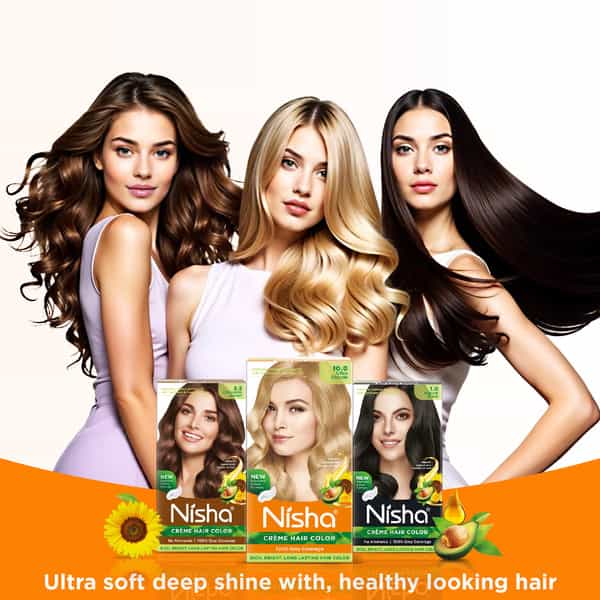 Nisha Creme Hair Color Original Black 60G | Permanent Hair Color | Women & Men | Ammonia Free