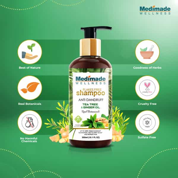 Medimade Anti Dandruff Shampoo With Tea Tree And Ginger Oil - 300 Ml X 2 ( Pack Of 2 )