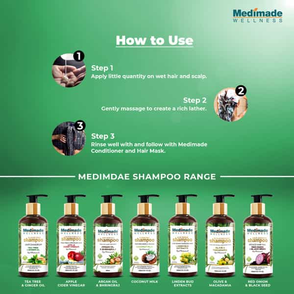 Medimade Anti Dandruff Shampoo With Tea Tree And Ginger Oil - 300 Ml X 2 ( Pack Of 2 )