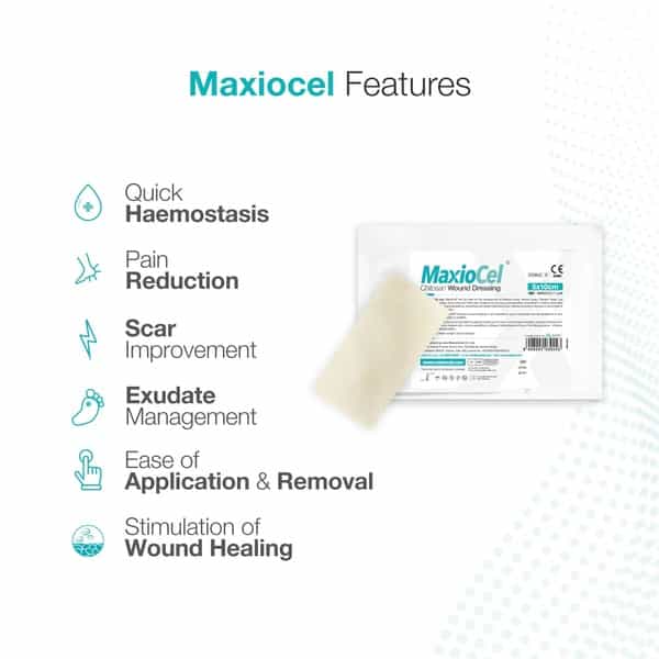 Maxiocel Wound Care Dressing For Diabetic Foot Ulcers (5Cm X 10Cm) - Box Of 10 Units