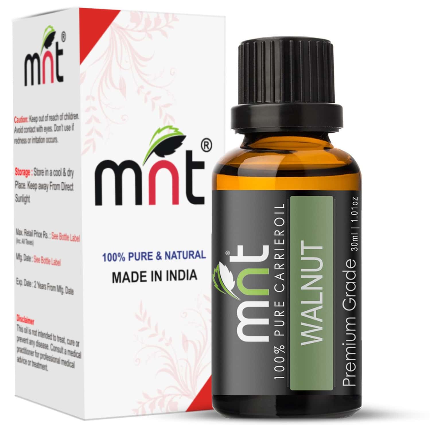 Mnt Walnut Cold Pressed Carrier Oil (30ml) 100% Pure Natural & Therapeutic Grade & Aromatherapy