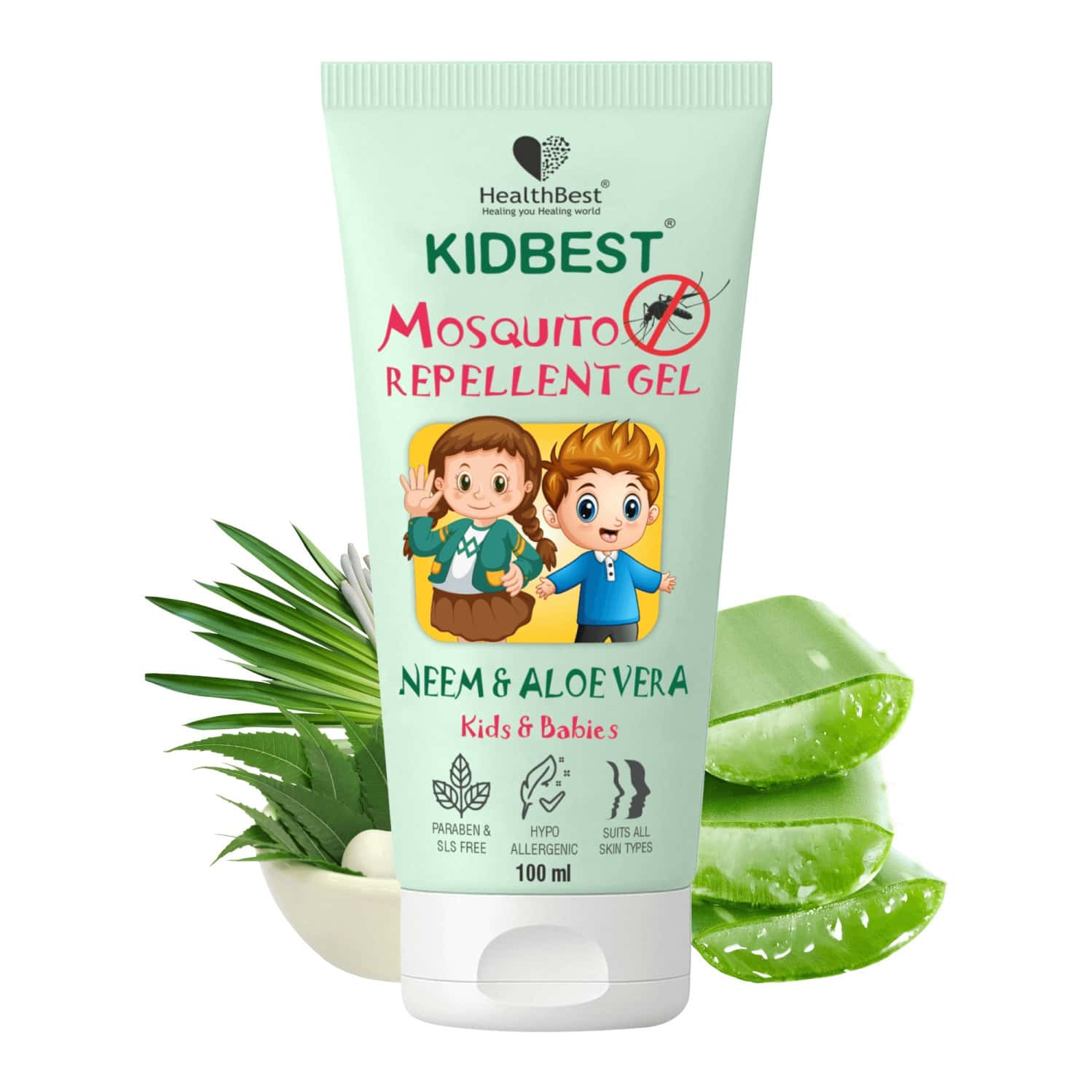 Healthbest Kidbest Mosquito Repellent Gel For Kids|neem & Aloe Vera|100ml