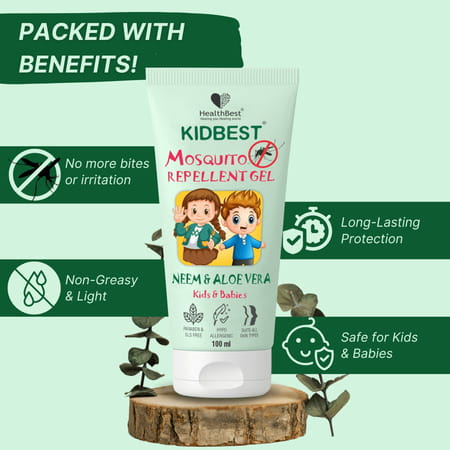 Healthbest Kidbest Mosquito Repellent Gel For Kids|Neem & Aloe Vera|100ml