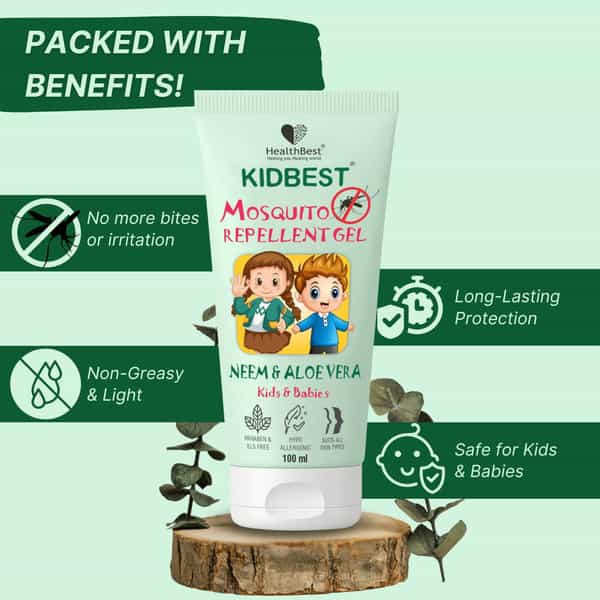 Healthbest Kidbest Mosquito Repellent Gel For Kids|Neem & Aloe Vera|100Ml