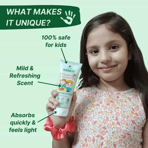 Healthbest Kidbest Mosquito Repellent Gel For Kids|Neem & Aloe Vera|100Ml