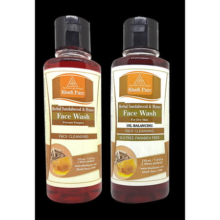 Khadi Pure Herbal Sandalwood & Honey & Sandalwood & Honey Sls Face Wash (210ml) Pack Of 2 (420ml)