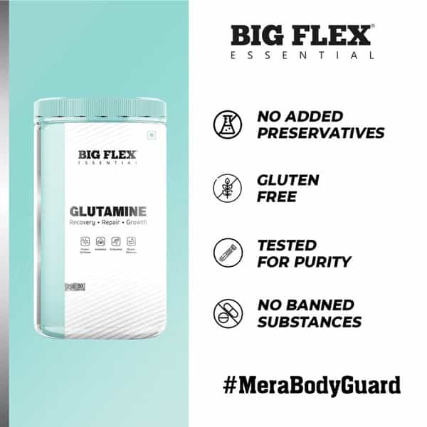 Bigflex Essential Glutamine Powder (Unflavoured) (250Gm) - Jar