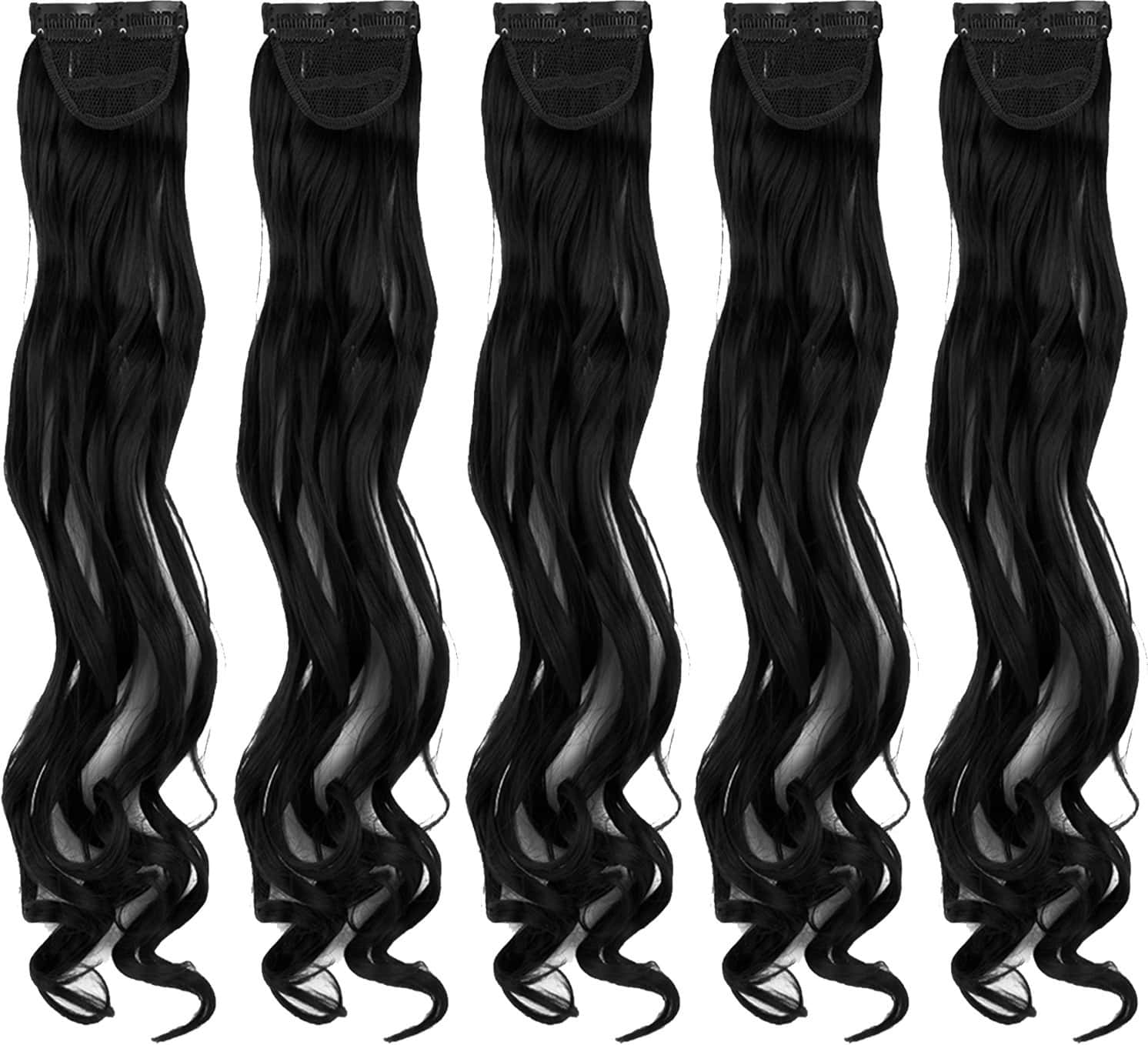 Streak Street Clip-In 20" Curly Jet Black Side Patches (5pcs Set)