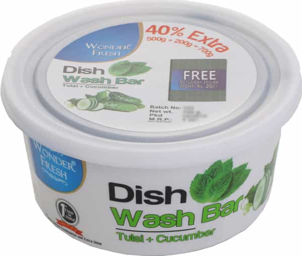 Wonder Fresh Dishwash Bar Tulsi + Cucmber 350Gm