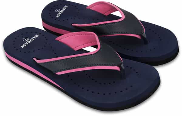 Liveasy Essentials Diabetic & Orthopedic Slippers Style 2- Women- Blue With Pink Size 4