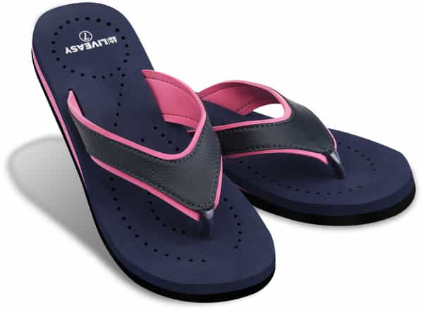 Liveasy Essentials Diabetic & Orthopedic Slippers Style 2- Women- Blue With Pink Size 4