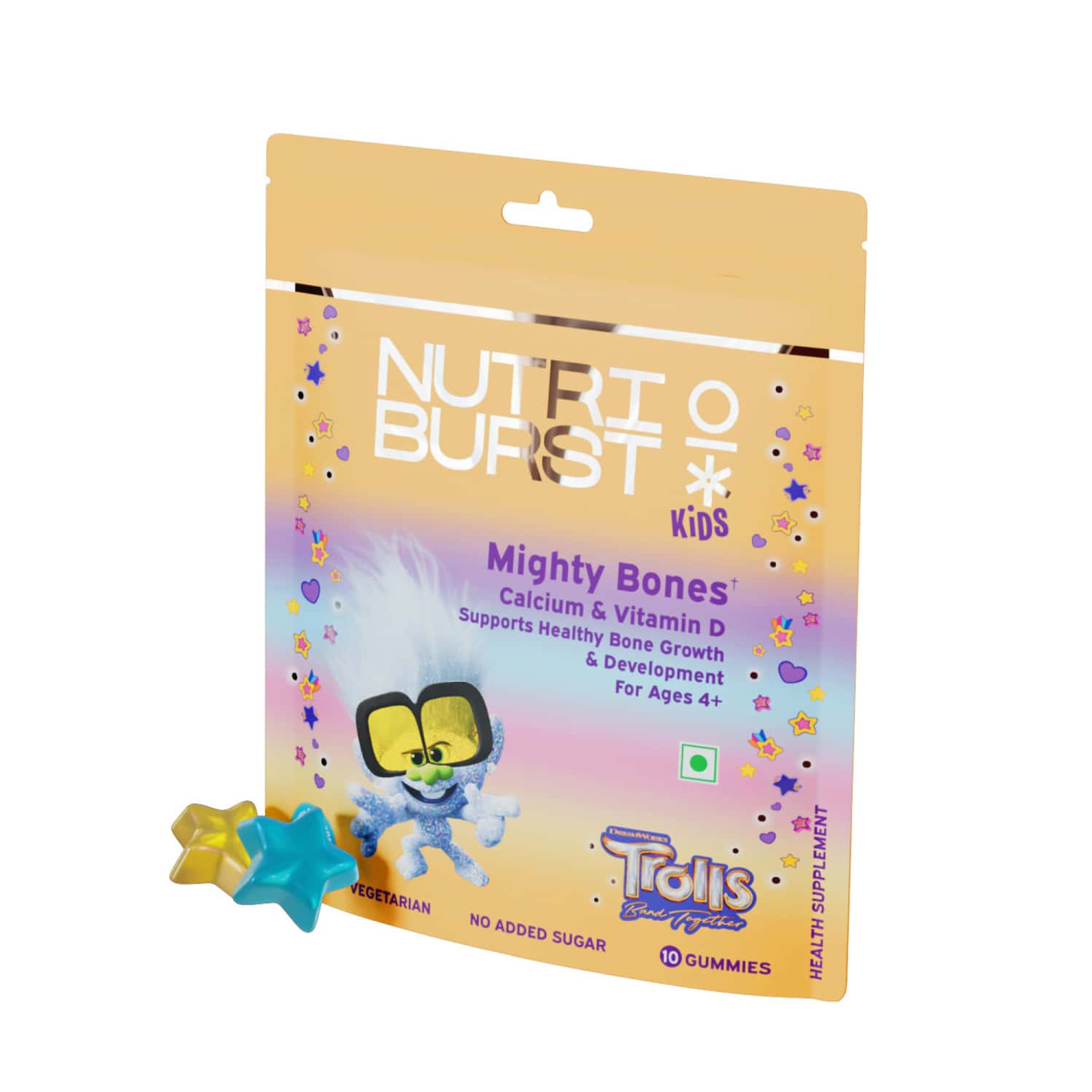 Nutriburst Mighty Bones Trolls Kids Gummies - 10 Gummies