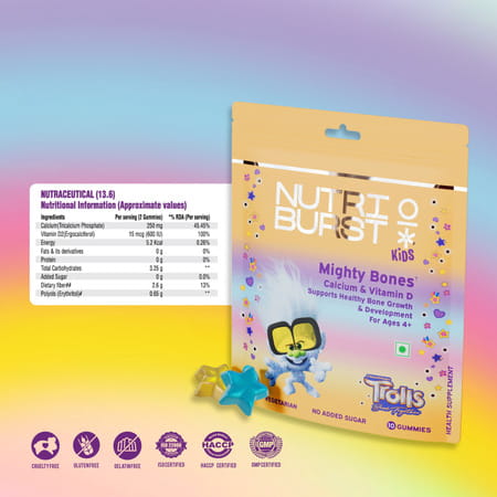 Nutriburst Mighty Bones Trolls Kids Gummies - 10 Gummies