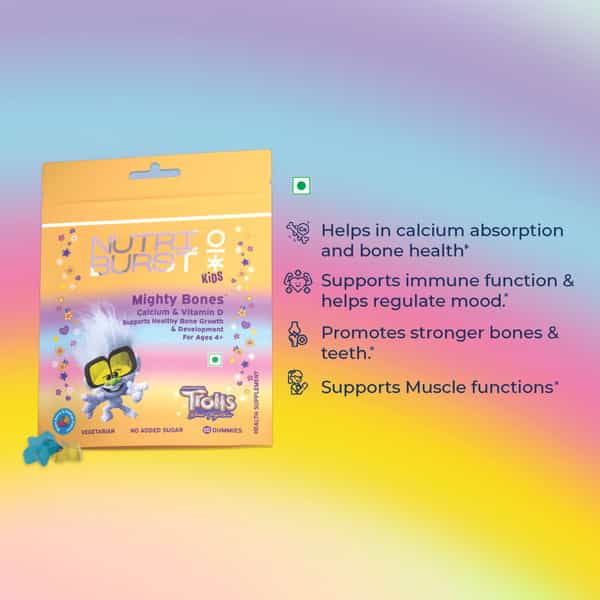Nutriburst Mighty Bones Trolls Kids Gummies - 10 Gummies