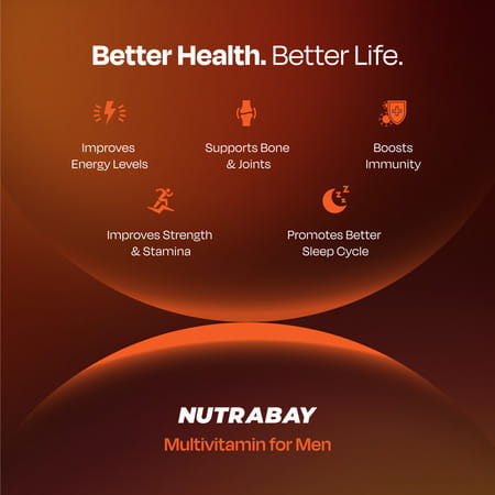 Nutrabay Pro Active Multivitamin For Men - 25 Vitamins & Minerals - 120 Veg Multivitamin Tablet