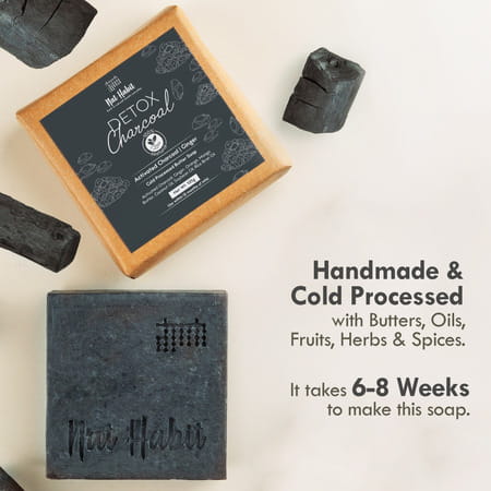 Nat Habit Detox Charcoal Soap - Skin Brightening And Deep Cleansing | 100% Natural (125g)