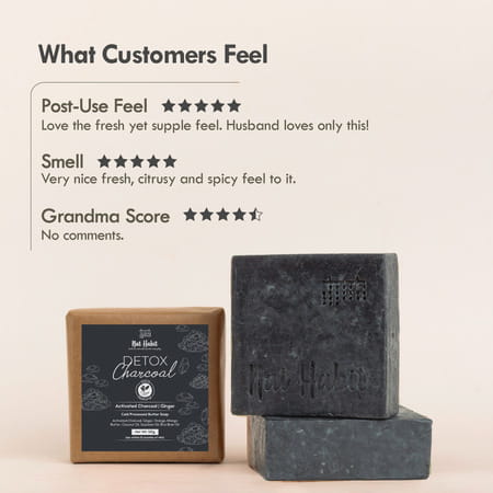 Nat Habit Detox Charcoal Soap - Skin Brightening And Deep Cleansing | 100% Natural (125g)