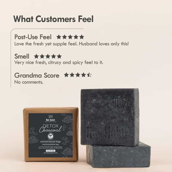 Nat Habit Detox Charcoal Soap - Skin Brightening And Deep Cleansing | 100% Natural (125G)