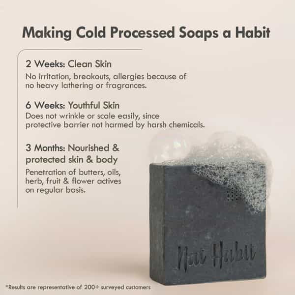 Nat Habit Detox Charcoal Soap - Skin Brightening And Deep Cleansing | 100% Natural (125G)