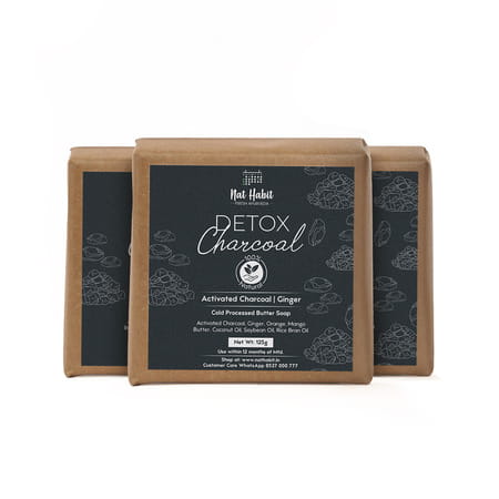 Nat Habit Detox Charcoal Soap - Skin Brightening And Deep Cleansing | 100% Natural (125g)