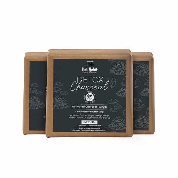 Nat Habit Detox Charcoal Soap - Skin Brightening And Deep Cleansing | 100% Natural (125G)