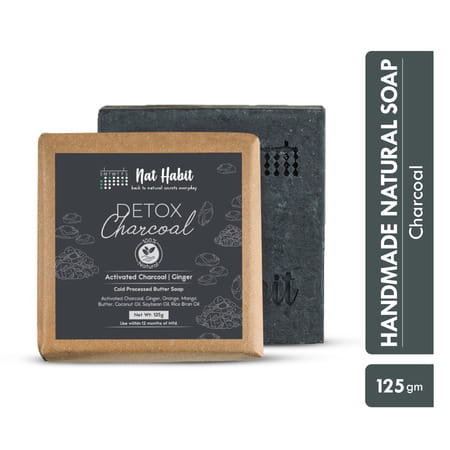 Nat Habit Detox Charcoal Soap - Skin Brightening And Deep Cleansing | 100% Natural (125g)