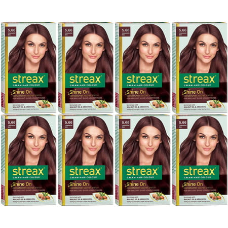 Streax Cream Hair Color For Unisex 120ml - 5.66 Cinnamon Red (Pack Of 8) Cinnamon Red