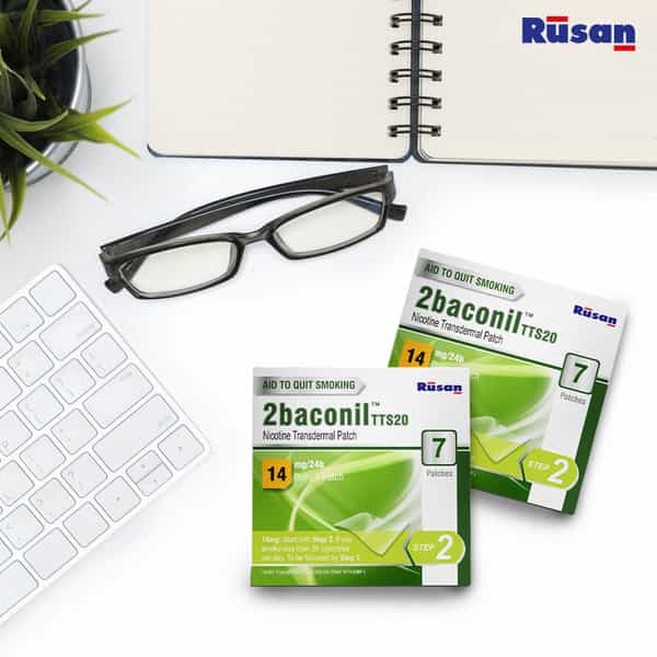 Rusan 2Baconil 14Mg | 1 Months Therapy Plan | Box | 7 Nicotine Transdermal Patch | Pack Of 4