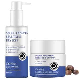 Dermistry Sensitive Dry Skin Hydrating Safe Gentle Sls Free Body Wash & Calming Soothing Face Cream