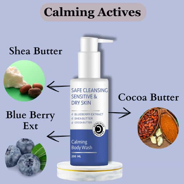 Dermistry Sensitive Dry Skin Hydrating Safe Gentle Sls Free Body Wash & Calming Soothing Face Cream